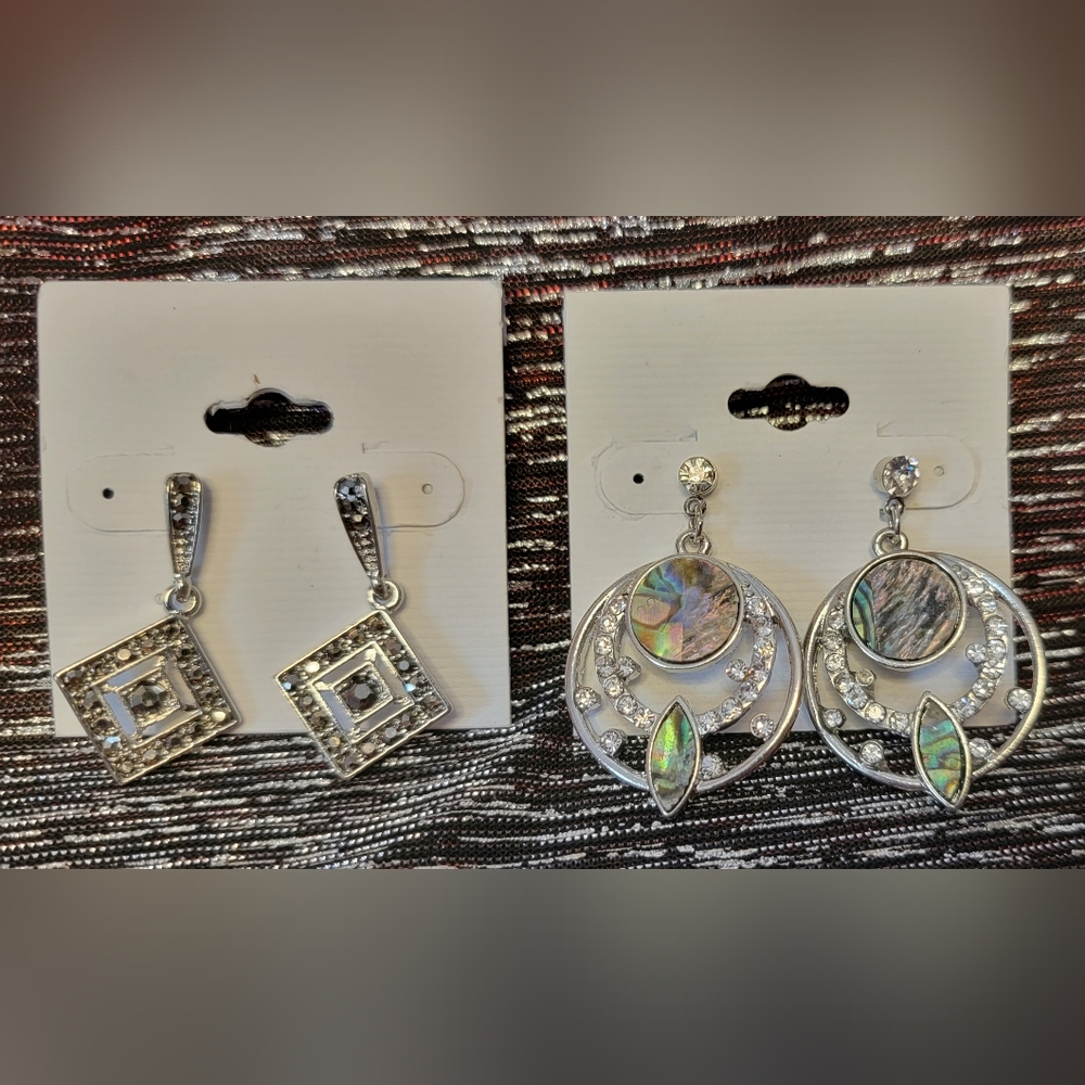 Unbranded pierced rhinestone and shell earrings. New with out tags.